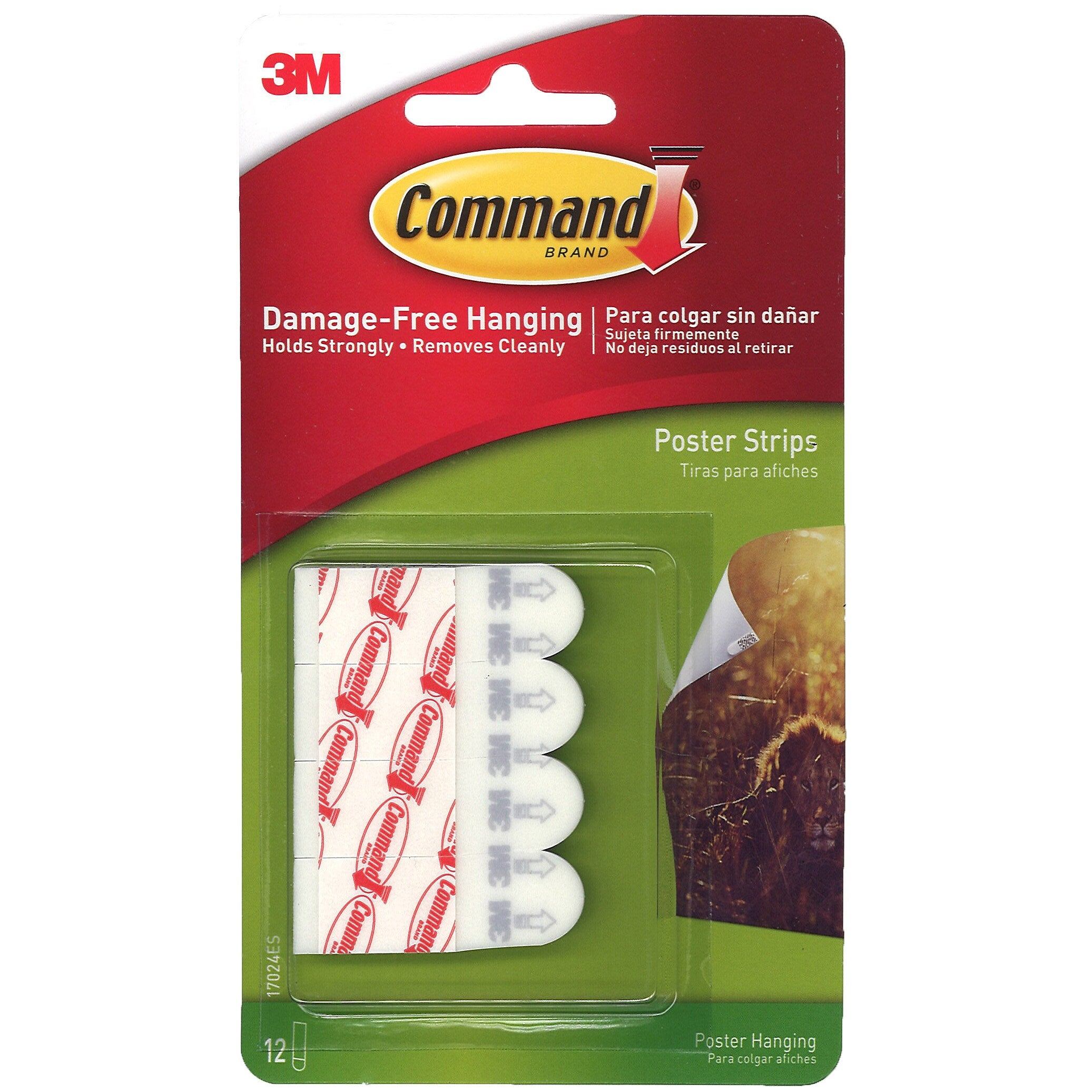 3M® Command™ Poster Strips, 1.75" x 0.625", White (MMM17024-6)