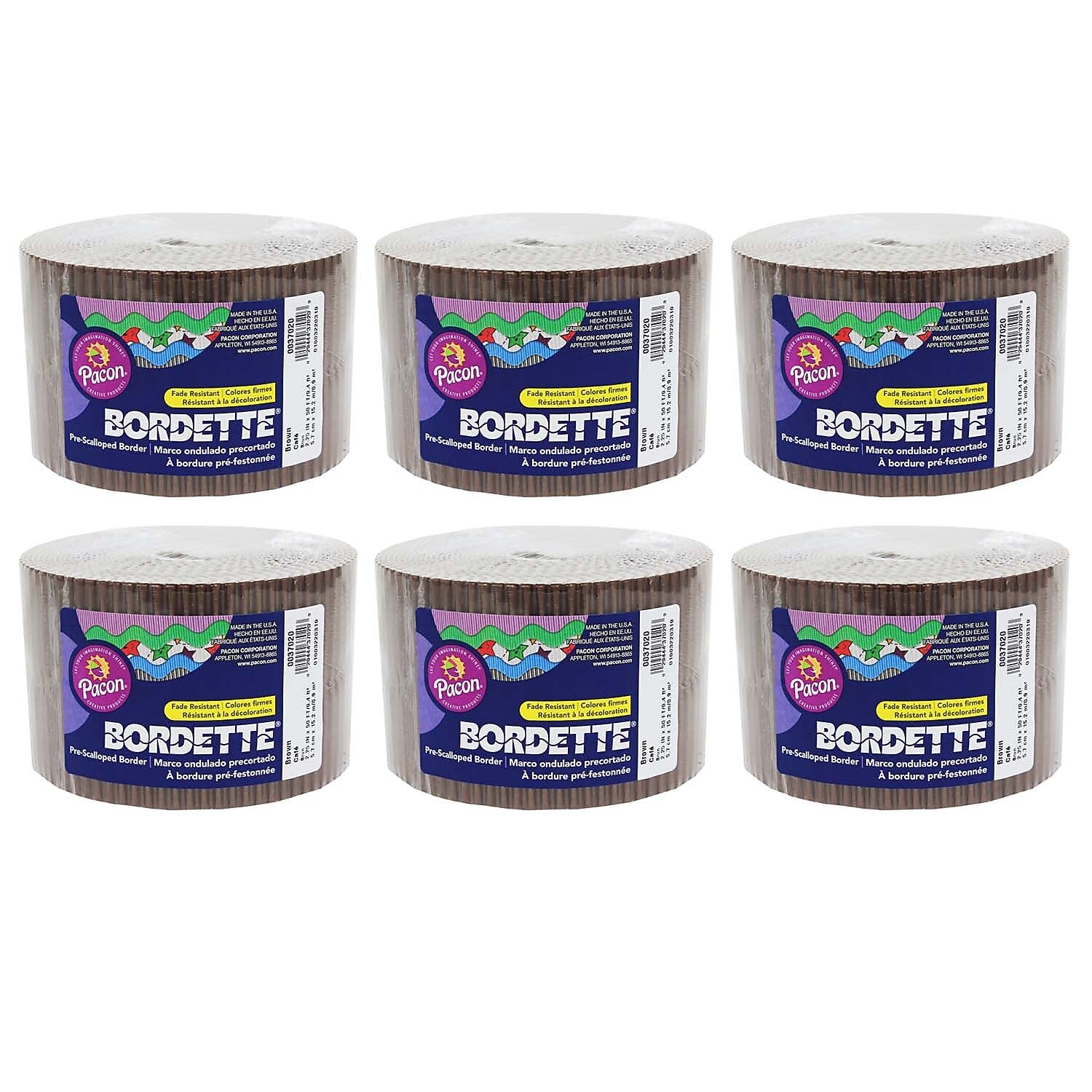 Bordette Decorative Border, Brown, 2-1/4" x 50', 6 Rolls (PAC37026-6)