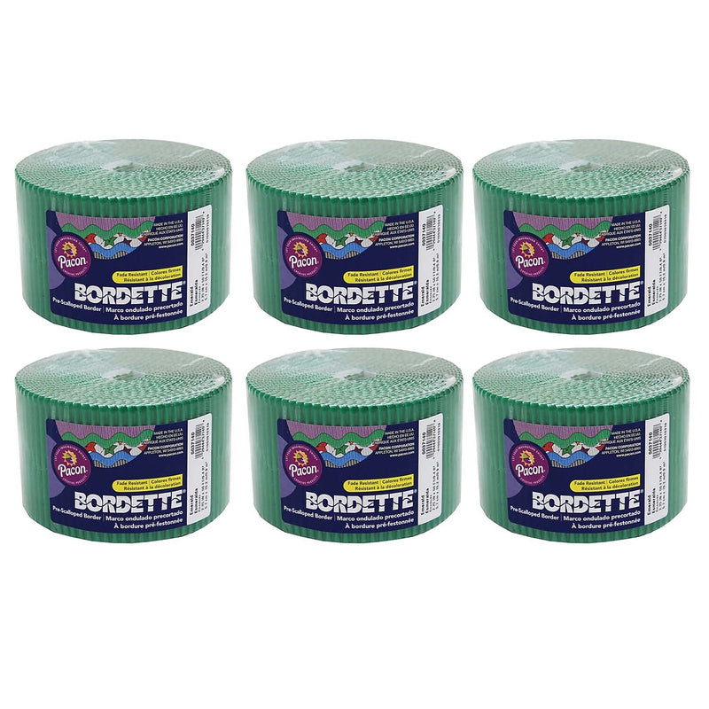 Bordette Decorative Border, Emerald, 2-1/4" x 50', 6 Rolls (PAC37146-6)