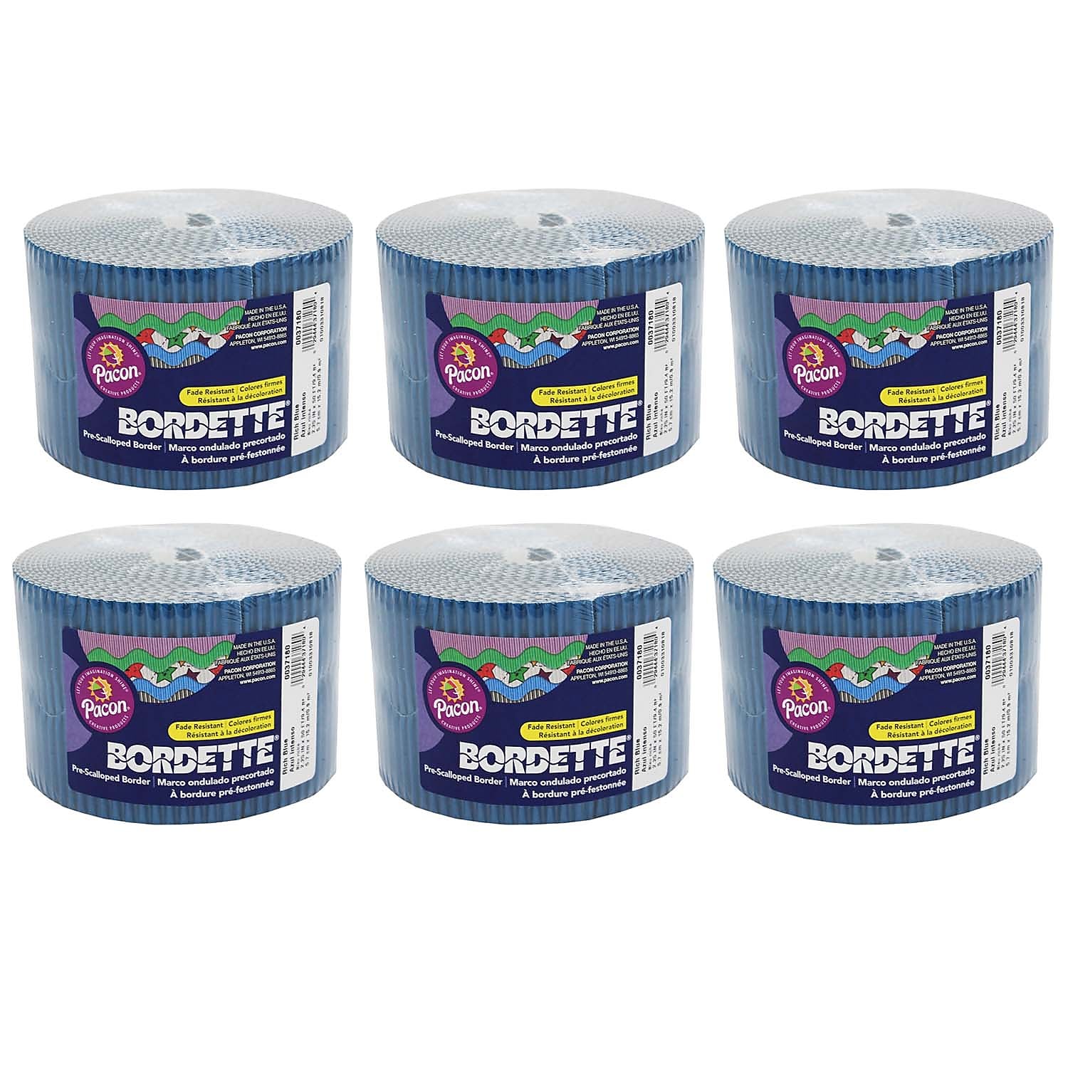 Bordette Decorative Border, Rich Blue, 2-1/4" x 50', 6 Rolls (PAC37186-6)