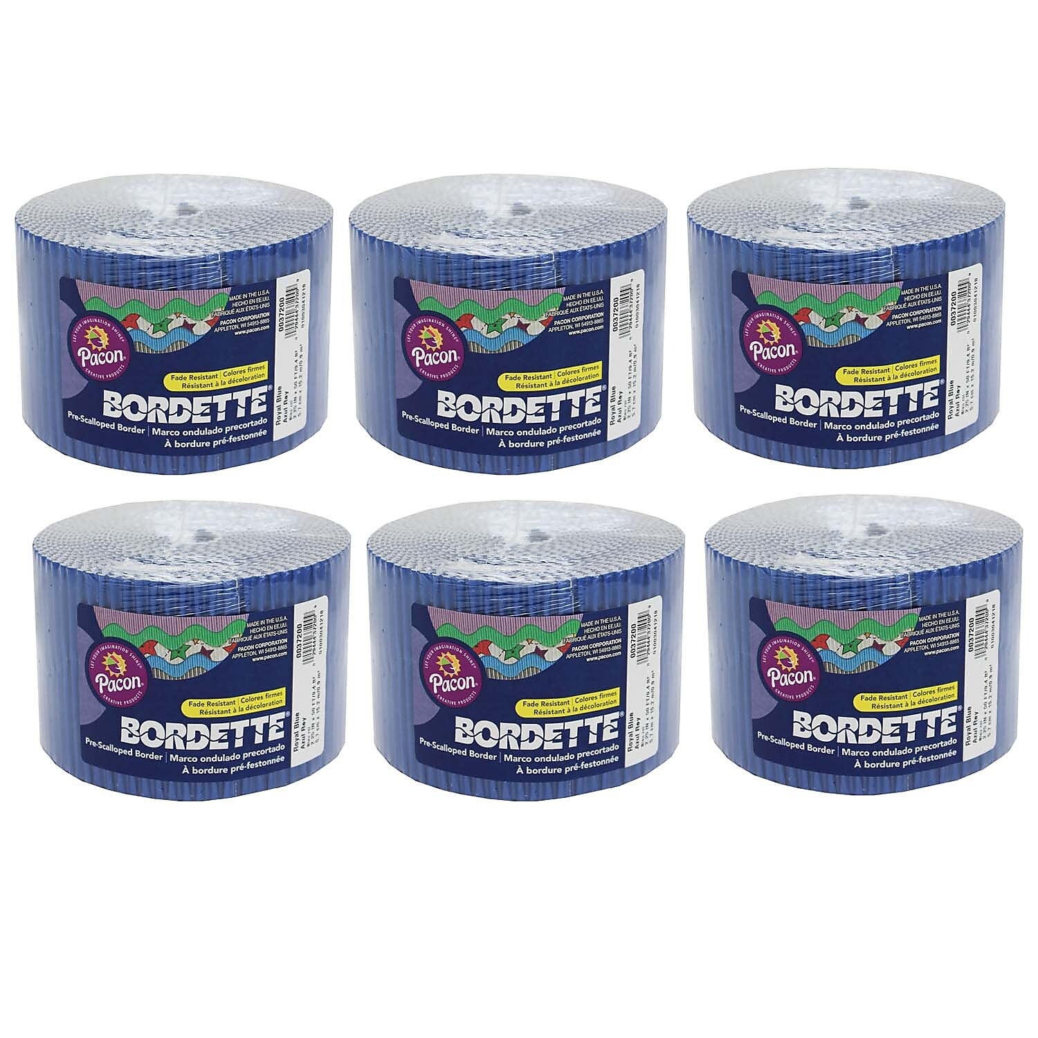 Bordette Decorative Border, Royal Blue, 2-1/4" x 50', 6 Rolls (PAC37206-6)