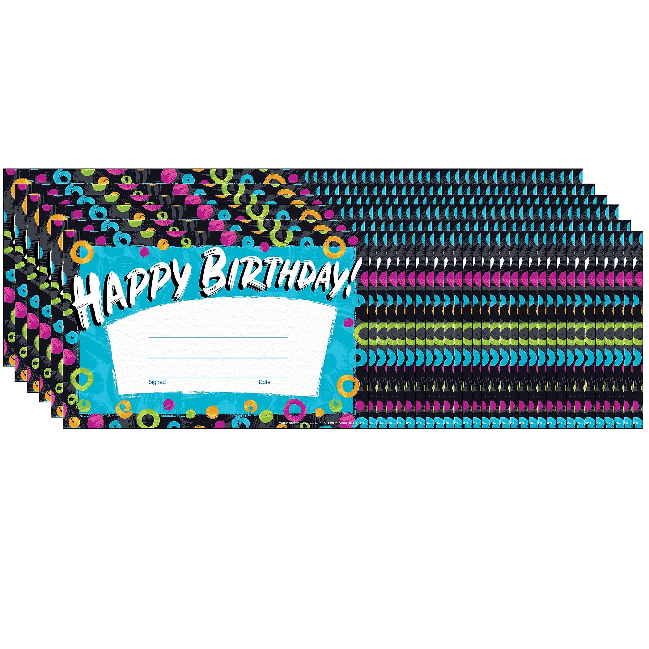 TREND Color Harmony Birthday Recognition Awards, 5.5" x 8.5", Multicolored, 30 Per Pack, 6 Packs (T-81090-6)