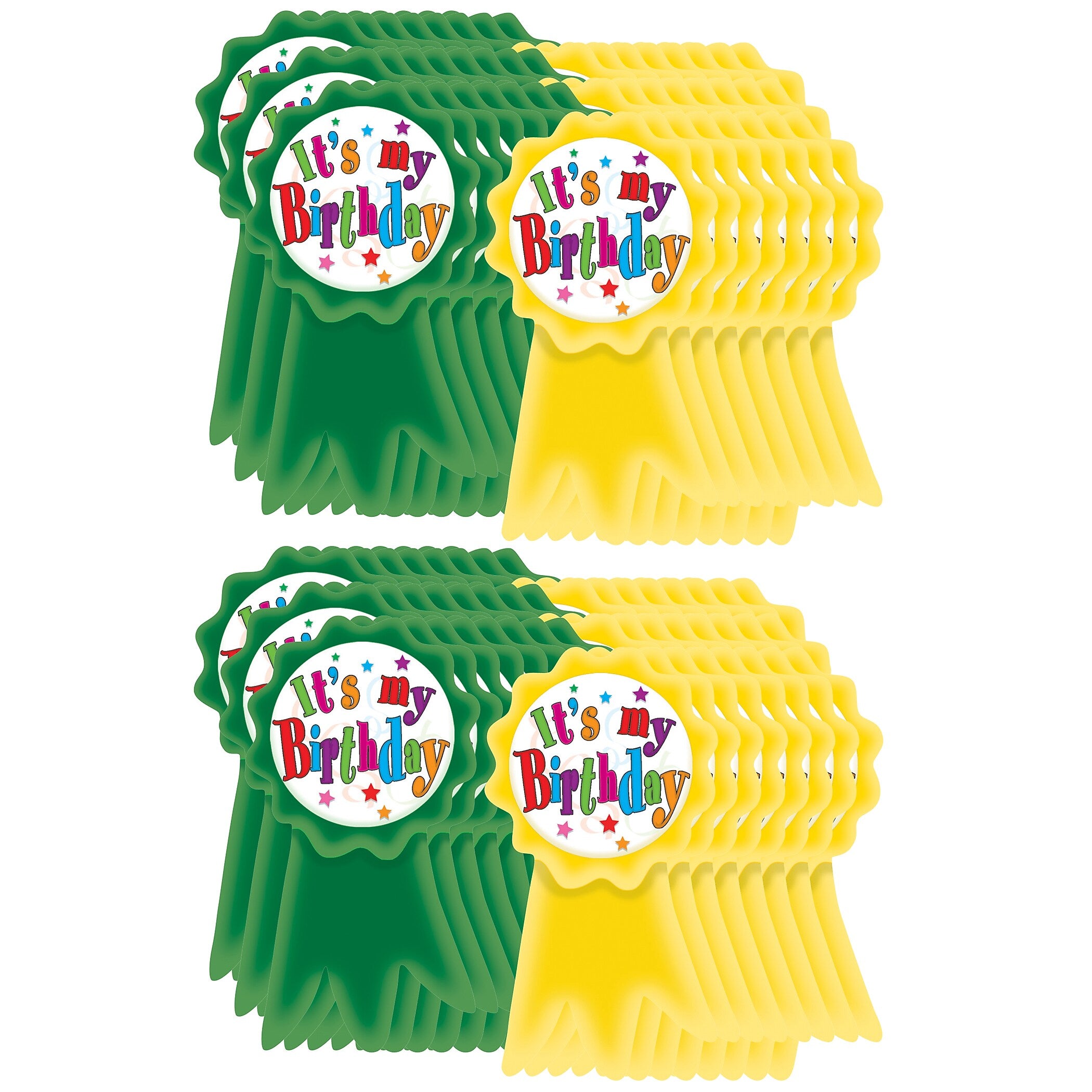 Teacher Created Resources Birthday Ribbons Wear 'Em Badges, 16 Per Pack, 6 Packs (TCR4851-6)