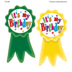 Teacher Created Resources Birthday Ribbons Wear 'Em Badges, 16 Per Pack, 6 Packs (TCR4851-6)