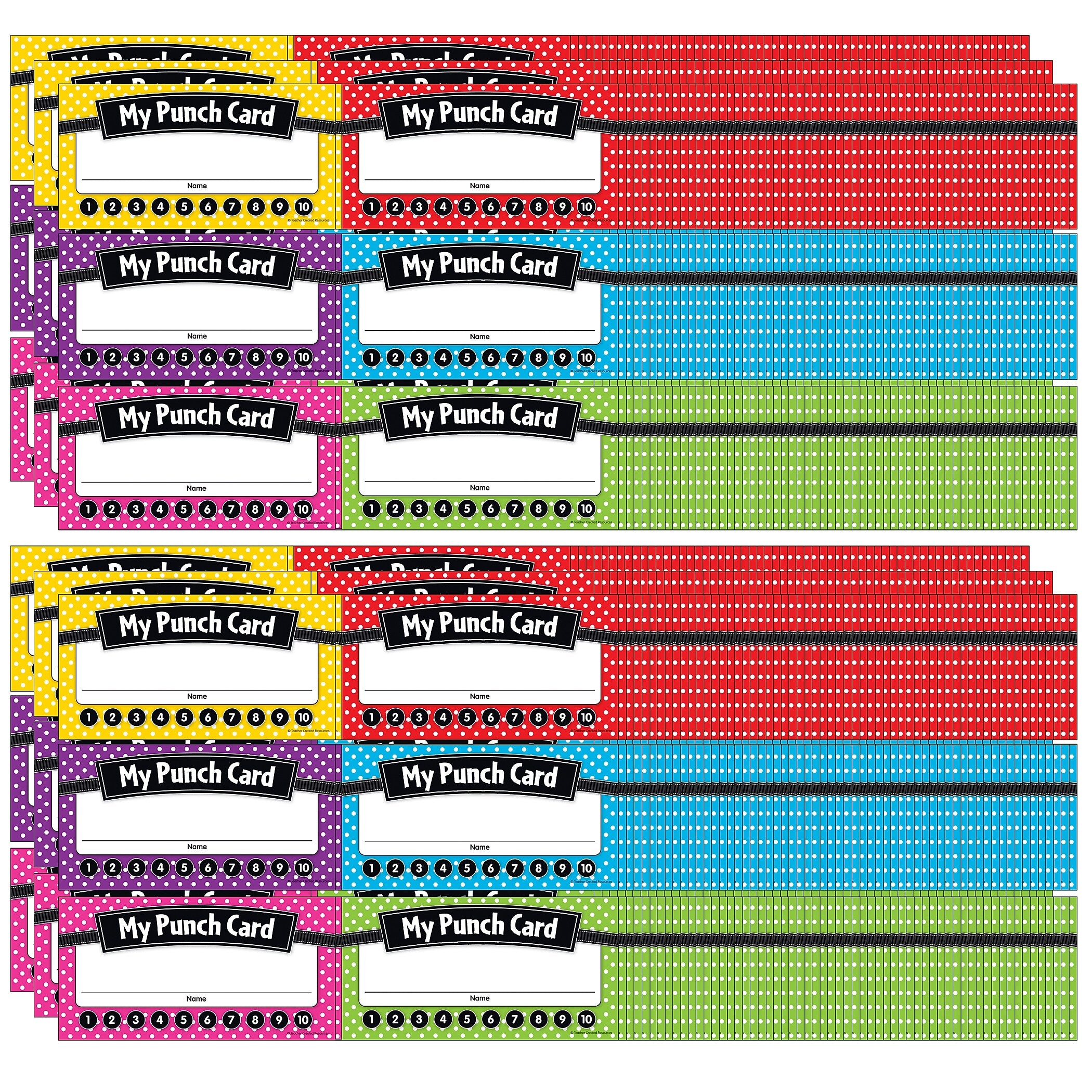 Teacher Created Resources Polka Dots Punch Cards, 60 Per Pack, 6 Packs (TCR5608-6)