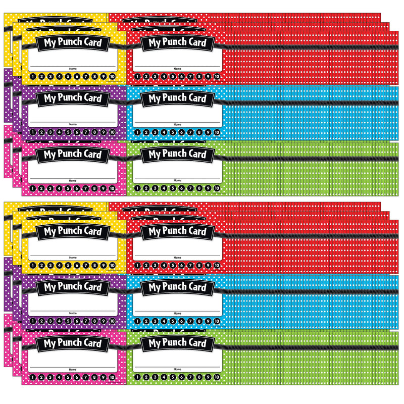 Teacher Created Resources Polka Dots Punch Cards, 60 Per Pack, 6 Packs (TCR5608-6)