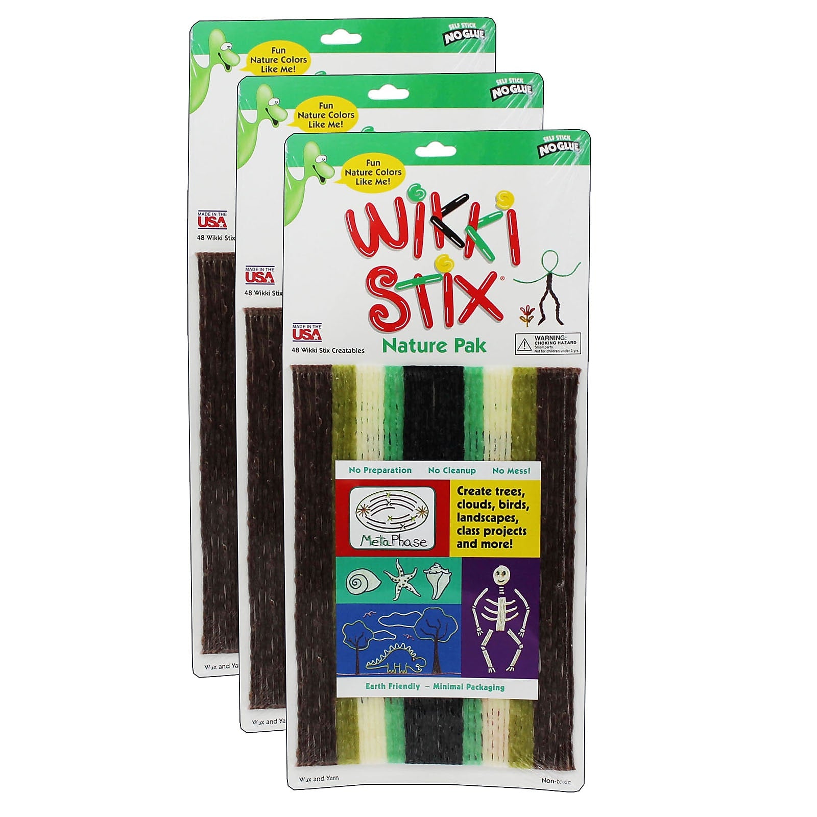 Wikki Stix Wikki Stix, Nature Colors, 48/Pack, 3 Packs (WKX802-3)