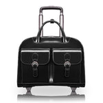 McKlein W Series Leather Briefcase, Laptop Compatible, Rolling, Black (96185A)