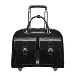 McKlein W Series Leather Briefcase, Laptop Compatible, Rolling, Black (96185A)