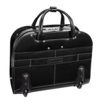 McKlein W Series Leather Briefcase, Laptop Compatible, Rolling, Black (96185A)