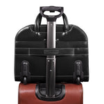McKlein W Series Leather Briefcase, Laptop Compatible, Rolling, Black (96185A)