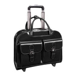 McKlein W Series Leather Briefcase, Laptop Compatible, Rolling, Black (96185A)