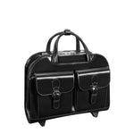 McKlein W Series Leather Briefcase, Laptop Compatible, Rolling, Black (96185A)