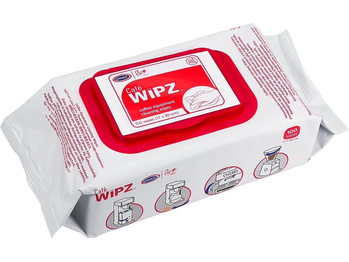 Urnex Cafe Wipz Coffee Equipment Cleaning Wipes, 100 Wipes/Bag (19-WIPZ12-100)