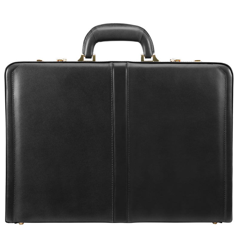 McKlein REAGAN Leather Briefcase, Laptop Compatible, Black (80445)