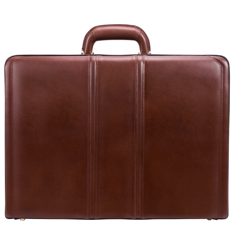 McKlein COUGHLIN Expandable Leather Briefcase, Laptop Compatible, Brown (80464)