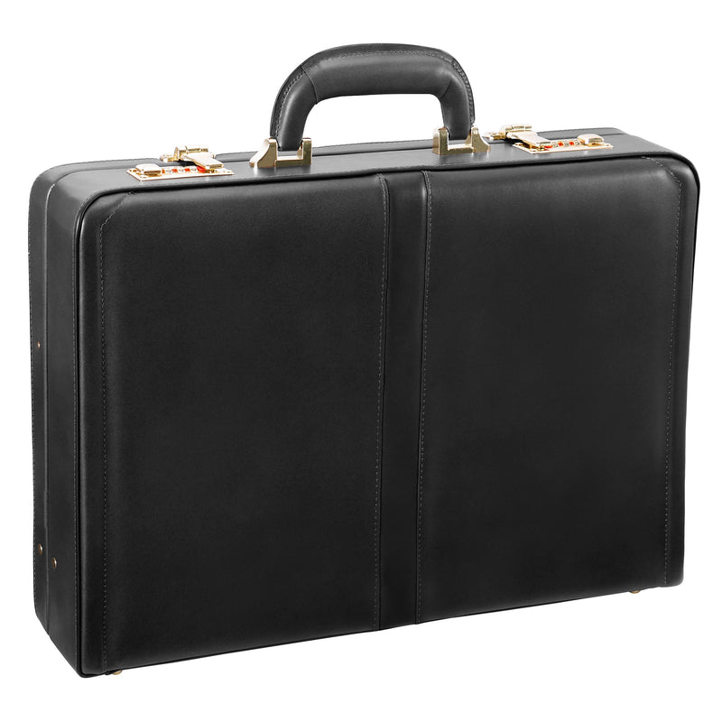McKlein REAGAN Leather Briefcase, Laptop Compatible, Black (80445)
