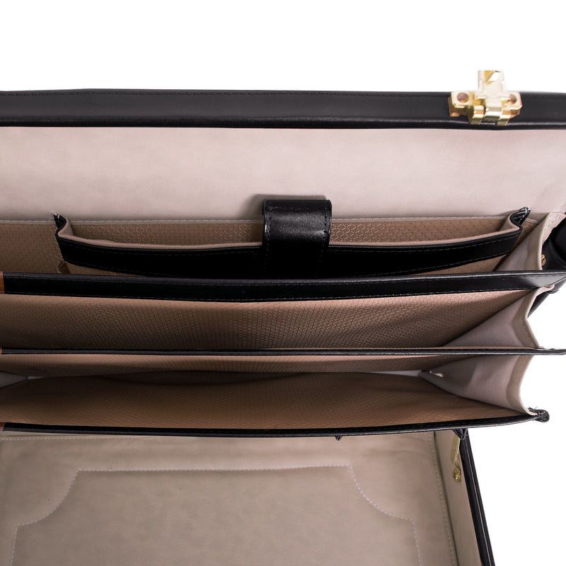 McKlein REAGAN Leather Briefcase, Laptop Compatible, Black (80445)