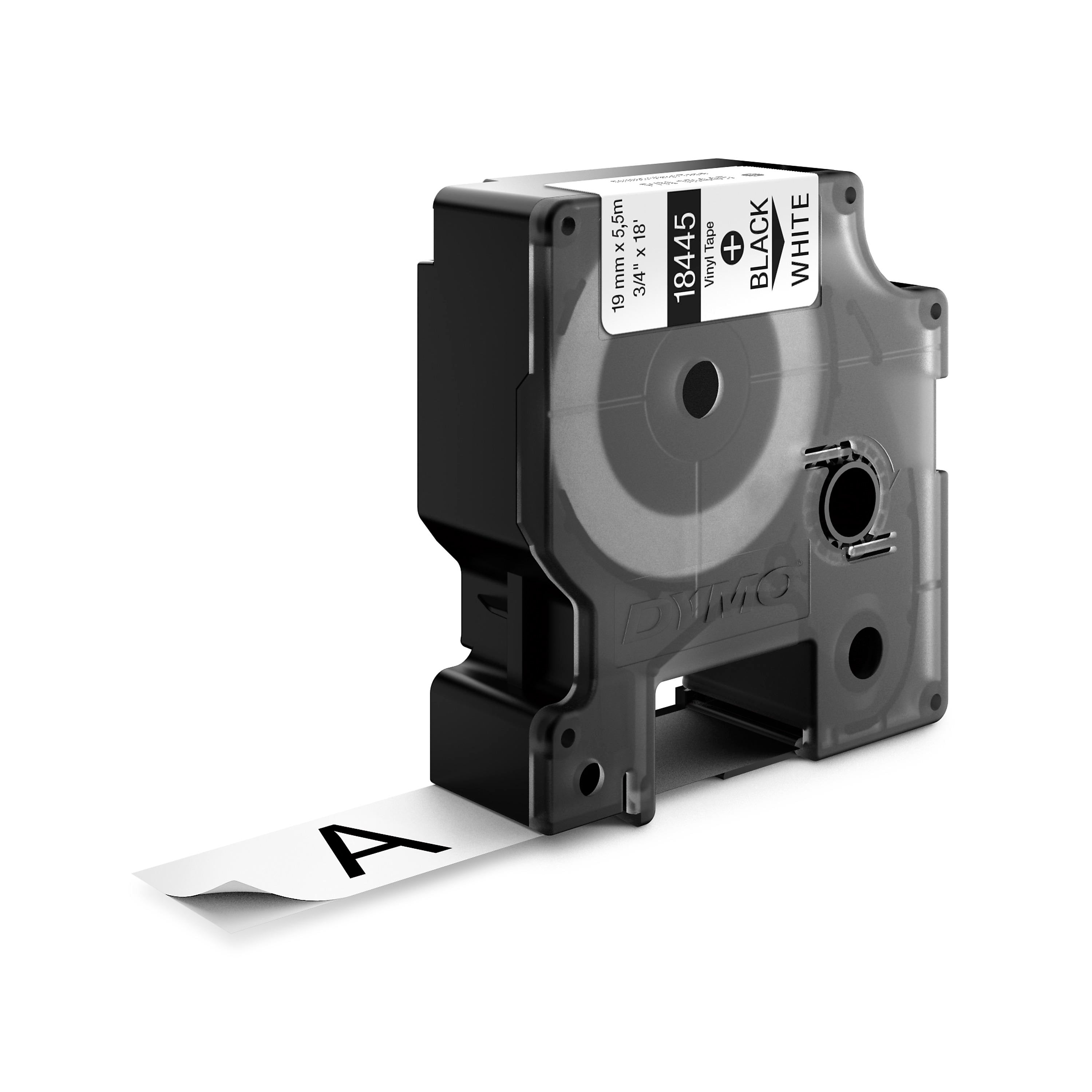 DYMO Rhino Industrial 18445 Vinyl Label Maker Tape, 3/4" x 18', Black on White (18445)