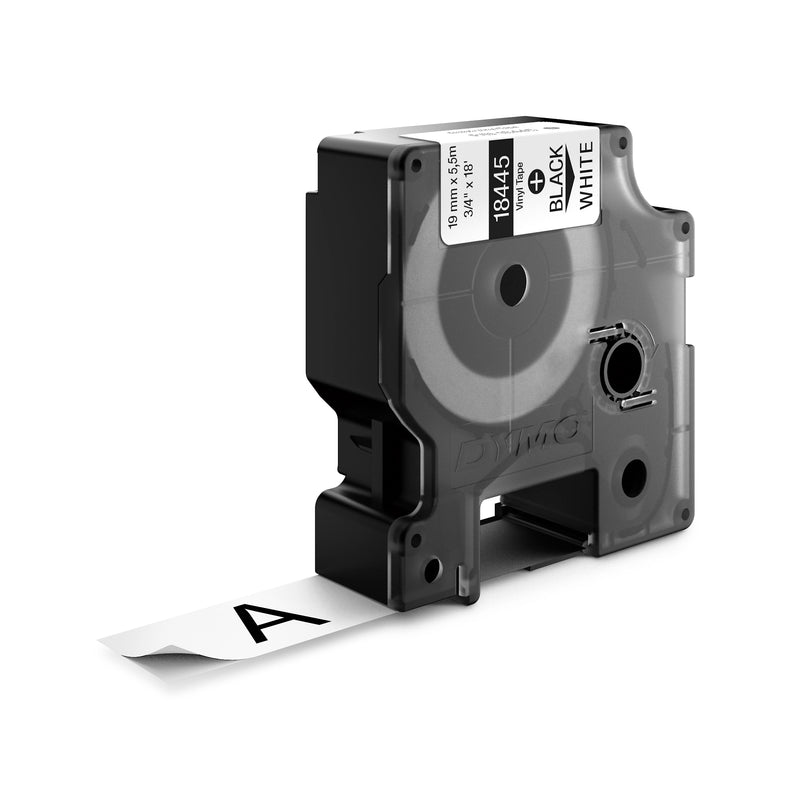 DYMO Rhino Industrial 18445 Vinyl Label Maker Tape, 3/4" x 18', Black on White (18445)
