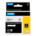 DYMO Rhino Industrial 18484 Permanent Polyester Label Maker Tape, 3/4" x 18', Black on White (18484)