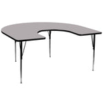 Flash Furniture 21 1/8" - 30 1/8H x 60W x 66D 16 Gauge Tubular Steel Horseshoe Activity Table, Gray