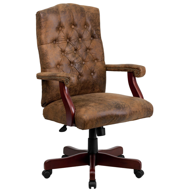 Flash Furniture Derrick Microfiber Swivel Executive Office Chair, Bomber Brown (802BRN)