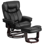 Flash Furniture Contemporary 40 1/4"H Leather Recliner and Ottoman, Black