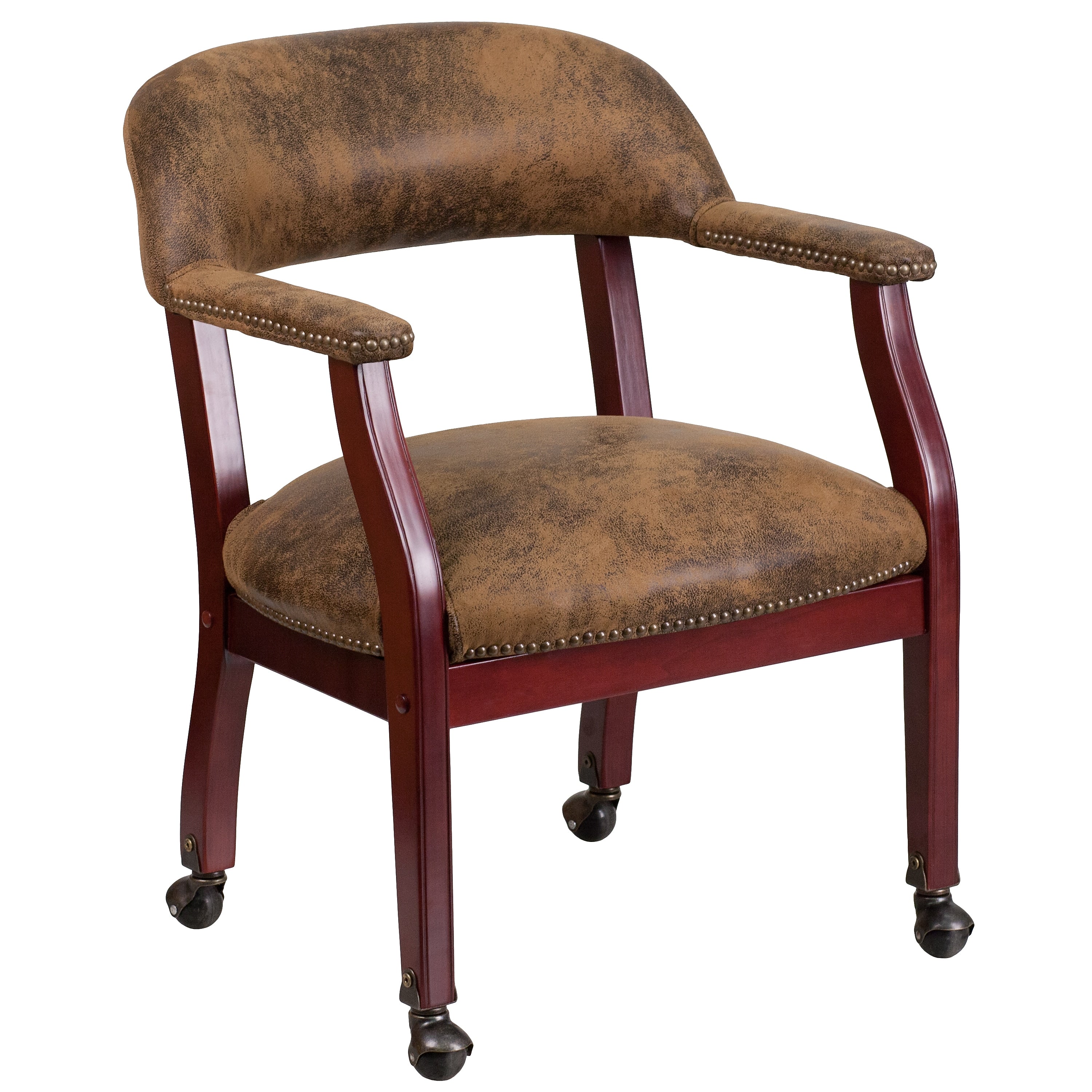 Flash Furniture Bomber Mid Back Luxurious Conference Chair With Casters, Jacket Brown
