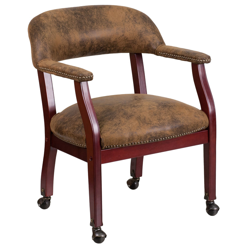 Flash Furniture Bomber Mid Back Luxurious Conference Chair With Casters, Jacket Brown