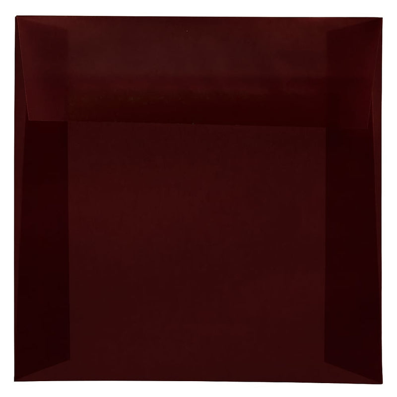 JAM Paper 6.5" x 6.5" Square Translucent Vellum Invitation Envelopes, Burgundy, 100/Pack (2813778B)