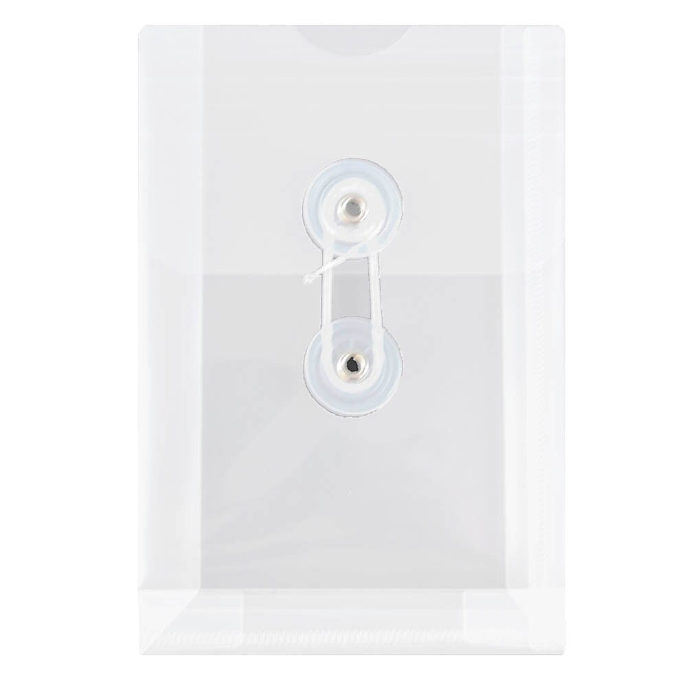 JAM Paper Plastic Filing Envelope with Button & String Closure, Clear, 12/Pack (473B1CL)