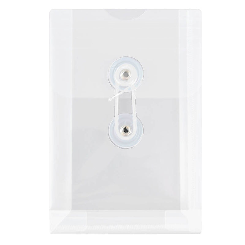JAM Paper Plastic Filing Envelope with Button & String Closure, Clear, 12/Pack (473B1CL)
