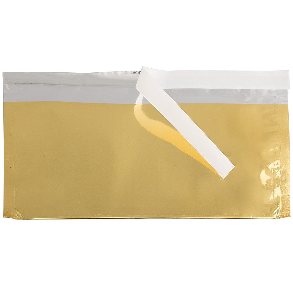 JAM Paper #10 Business Foil Envelopes with Self-Adhesive Closure, 4.125 x 9.5, Gold, 25/Pack (1323305)