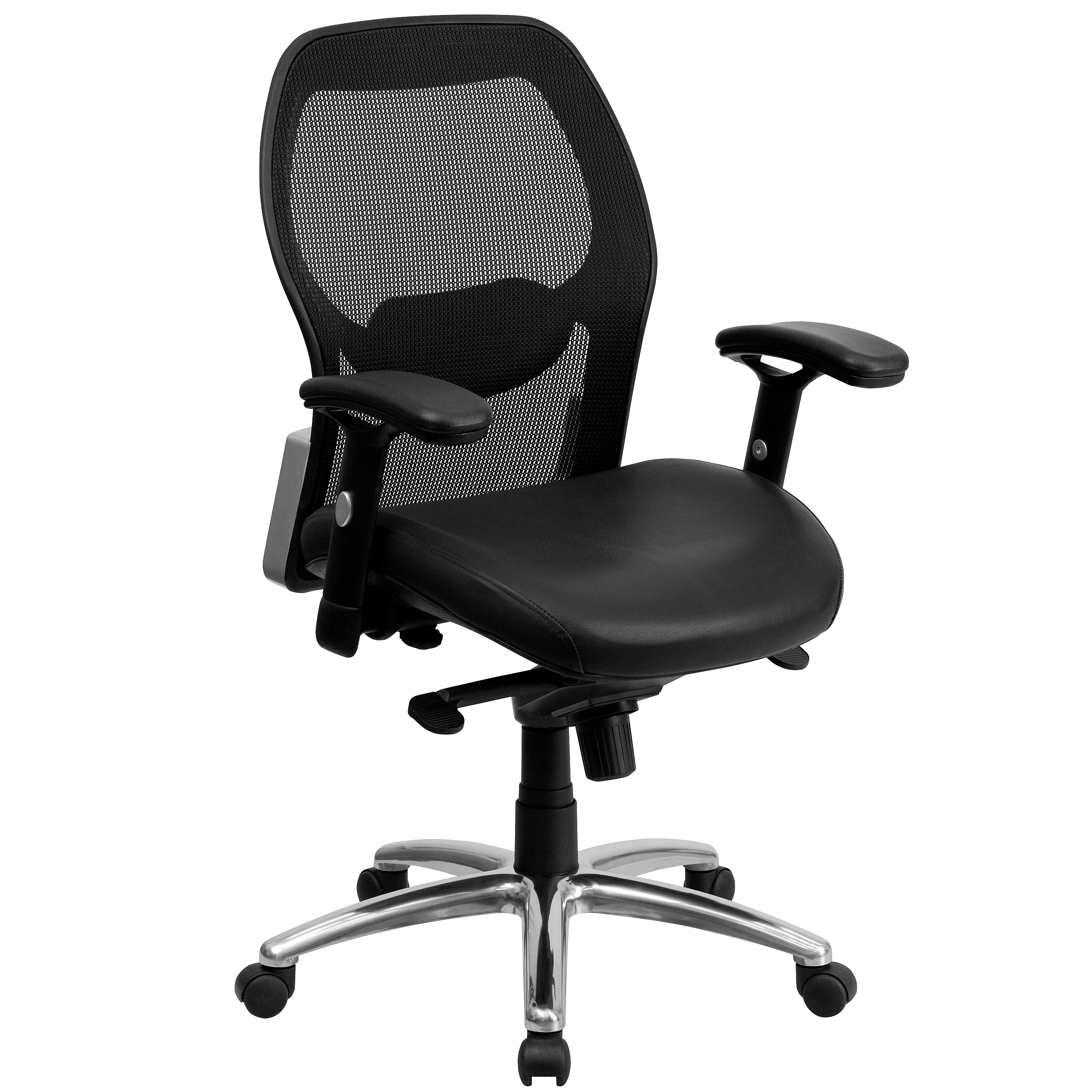 Flash Furniture Albert Ergonomic LeatherSoft/Mesh Swivel Mid-Back Executive Office Chair, Black (LFW42LBK)