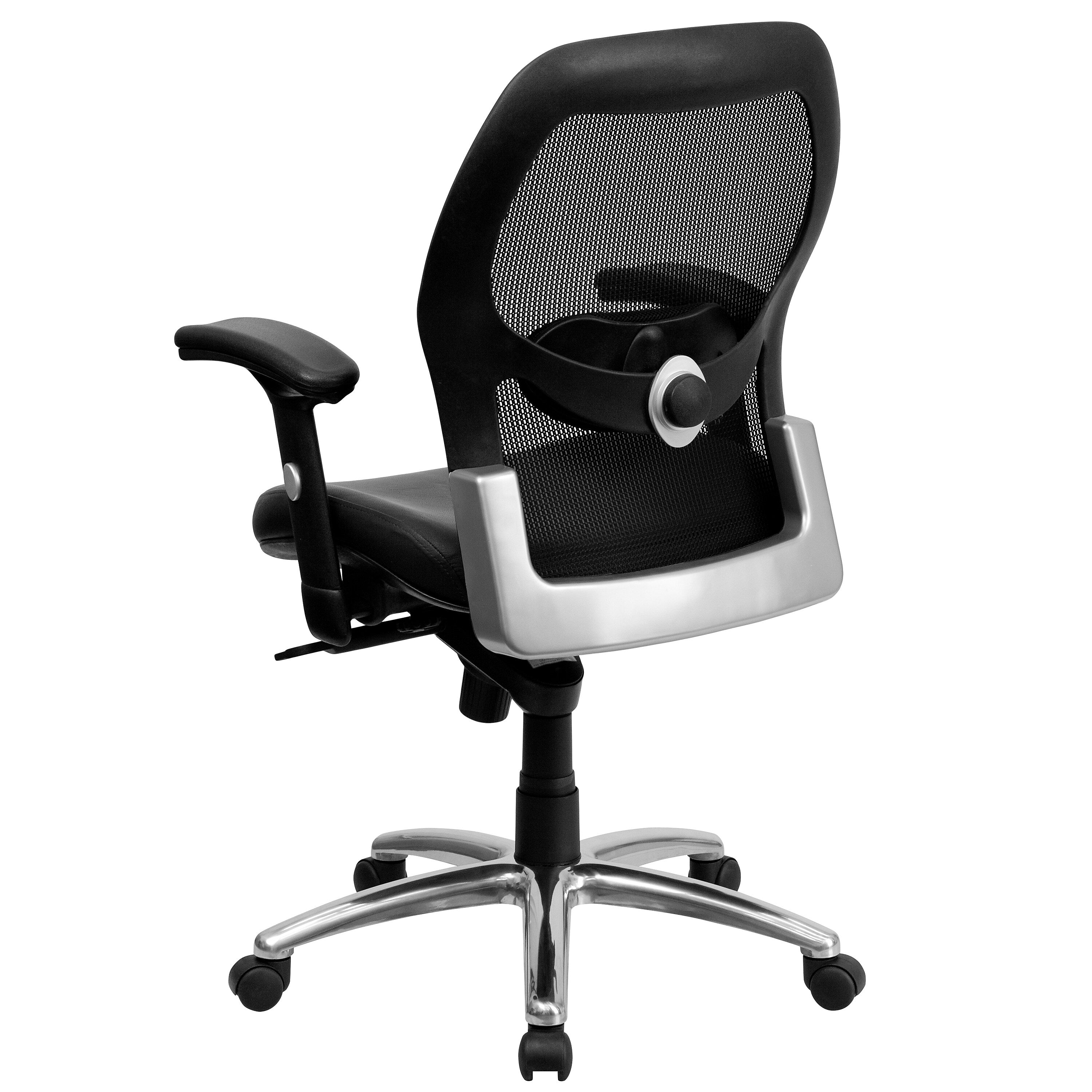 Flash Furniture Albert Ergonomic LeatherSoft/Mesh Swivel Mid-Back Executive Office Chair, Black (LFW42LBK)