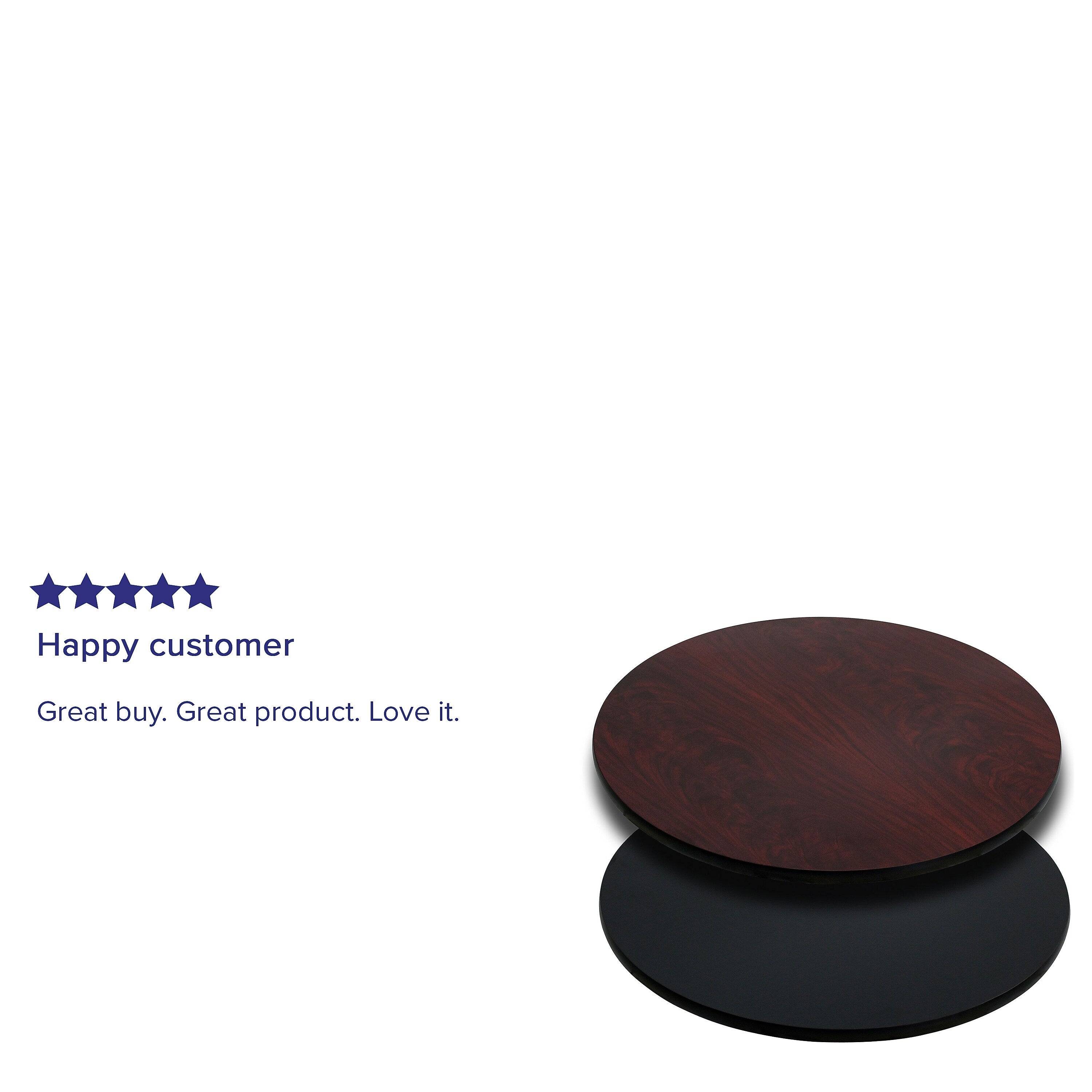 Flash Furniture 30" Laminate Round Table Top, Black/Mahogany (XURD30MBT)