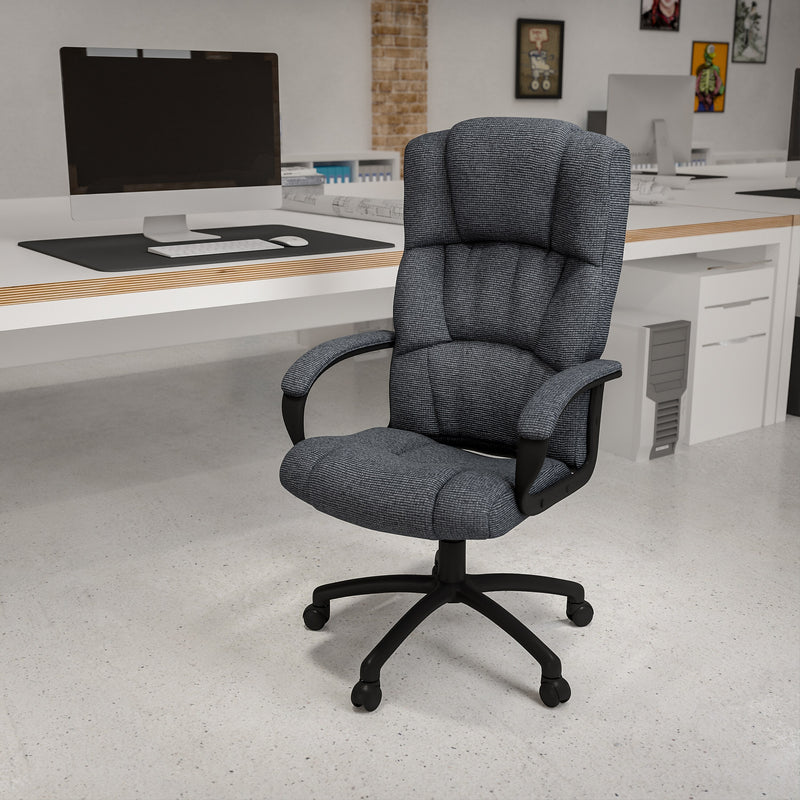 Flash Furniture Rochelle Fabric Swivel High Back Executive Office Chair, Gray (BT9022BK)