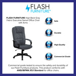 Flash Furniture Rochelle Fabric Swivel High Back Executive Office Chair, Gray (BT9022BK)