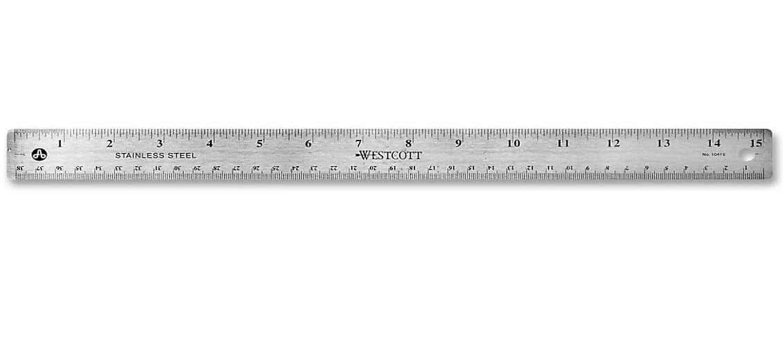 Westcott 15" Stainless Steel Standard Ruler, Silver (10416/55283)