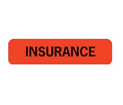 Insurance Chart File Medical Labels, Insurance, Fluorescent Red, 5/16x1-1/4", 500 Labels