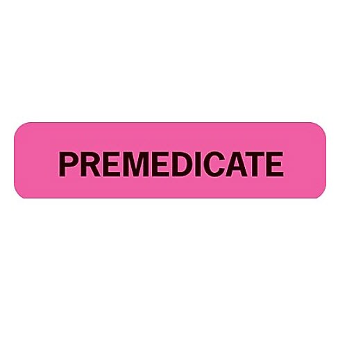 Chart Alert Medical Labels, Premedicate, Fluorescent Pink, 5/16x1-1/4", 500 Labels