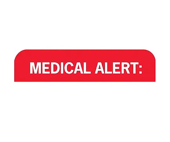 Chart Alert Medical Labels, Medical Alert, Red and White, 7/8x1-1/2", 500 Labels