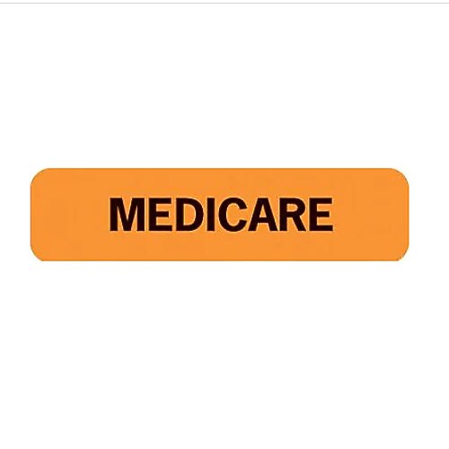 Insurance Chart File Medical Labels, Medicare, Fluorescent Orange, 5/16x1-1/4", 500 Labels