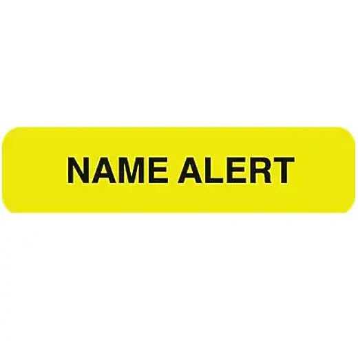 Chart Alert Medical Labels, Name Alert, Fluorescent Chartreuse, 5/16x1-1/4", 500 Labels