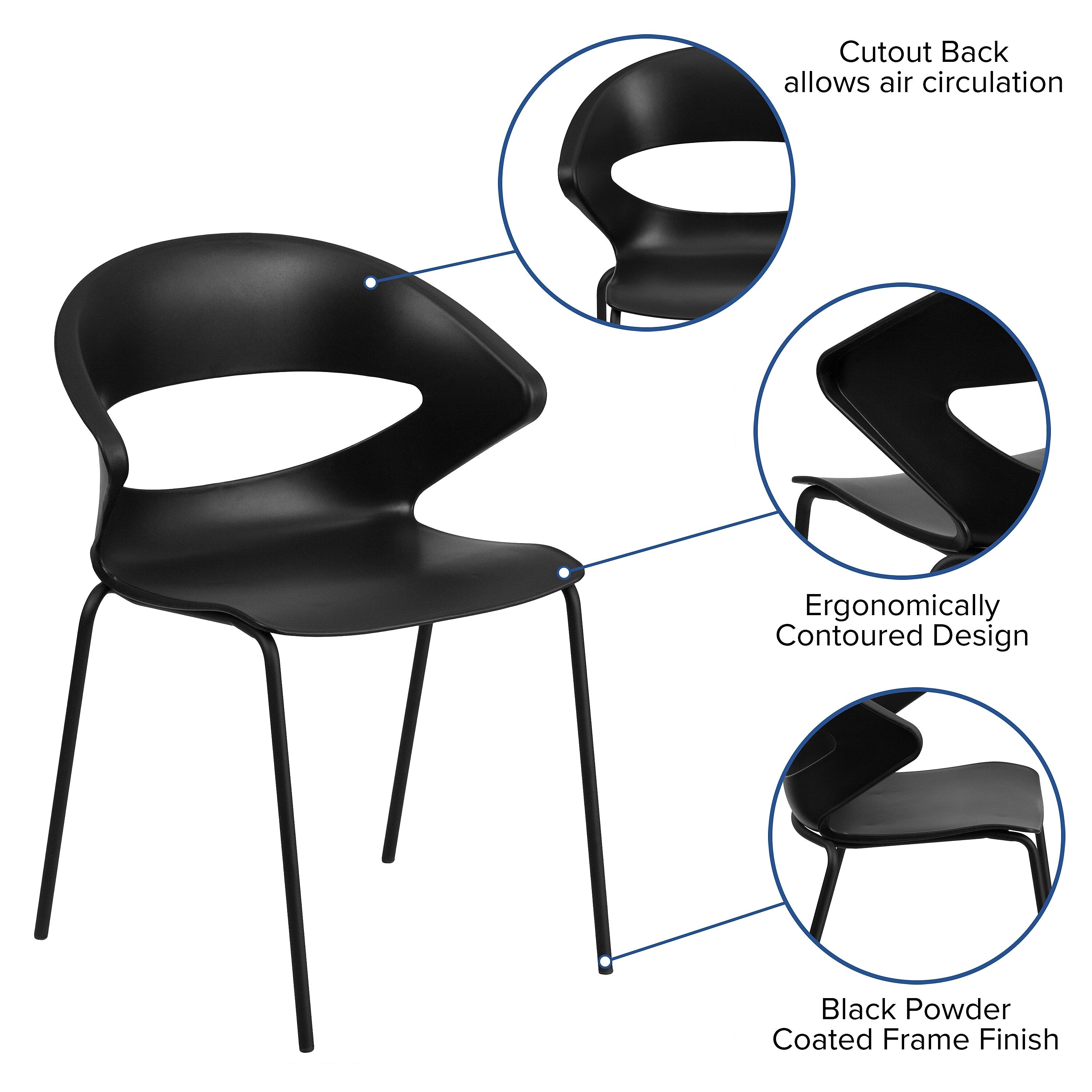 Flash Furniture HERCULES Series Plastic Stack Chair, Black (RUT4BK)