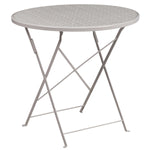 Flash Furniture Oia Commercial Grade Round Indoor-Outdoor Steel Folding Patio Table, 30" Light Gray (CO4SIL)