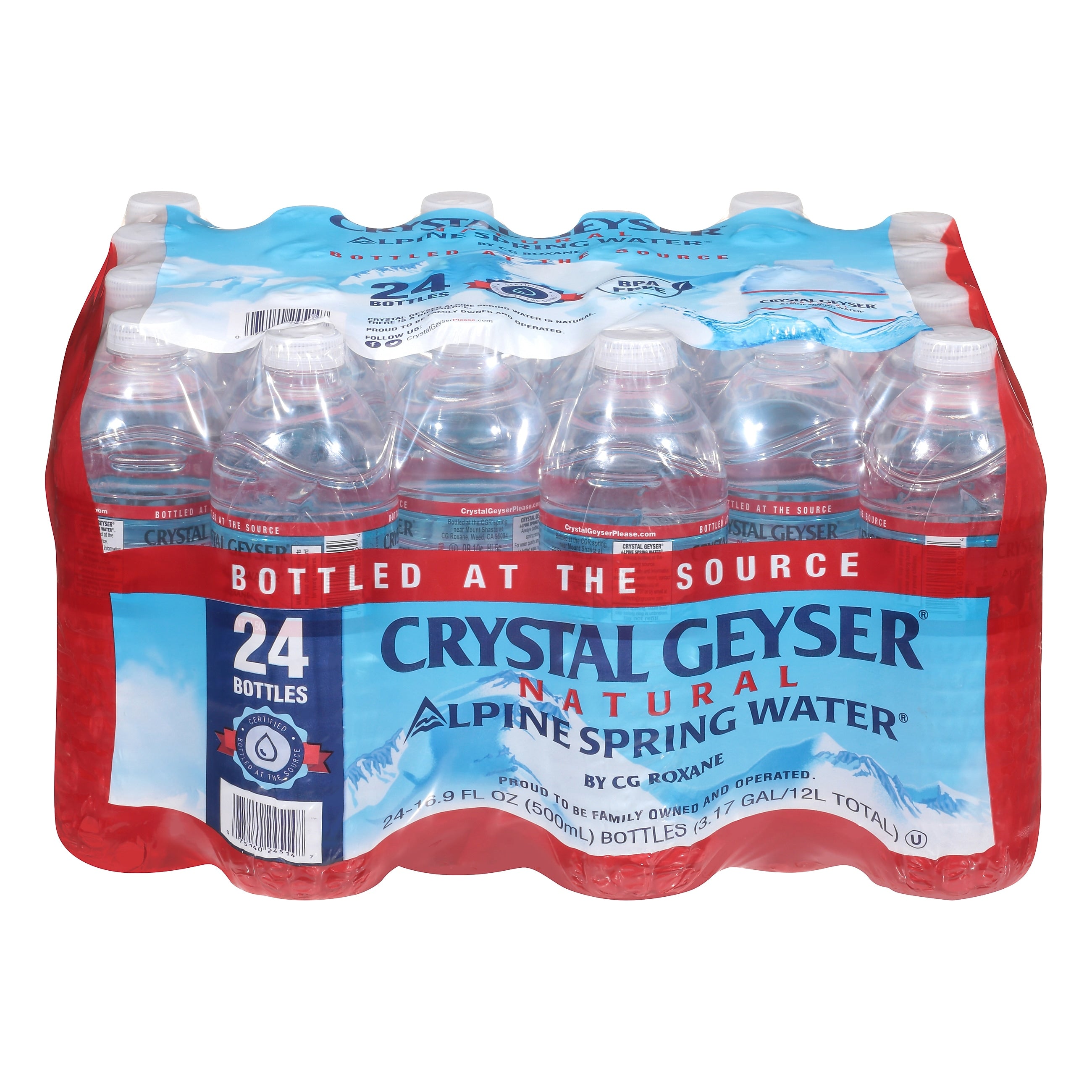 Crystal Geyser 100% Natural Spring Water, 16.9 oz., 24 Bottles/Case (CGW24514CS)