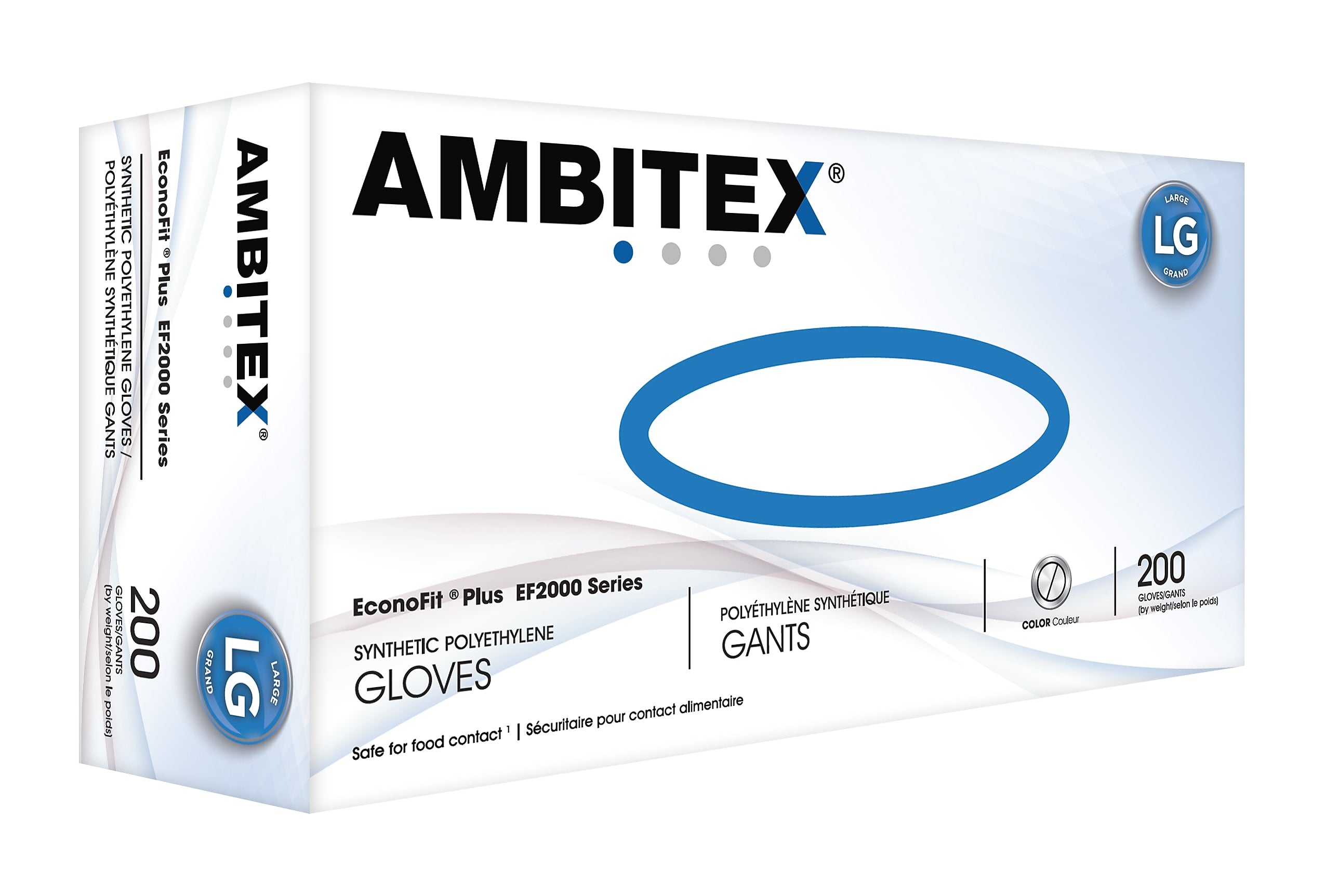 Ambitex EconoFit Plus Polyethylene Gloves, Large, 200/Pack, 10 Packs/Carton (EFLG2000)