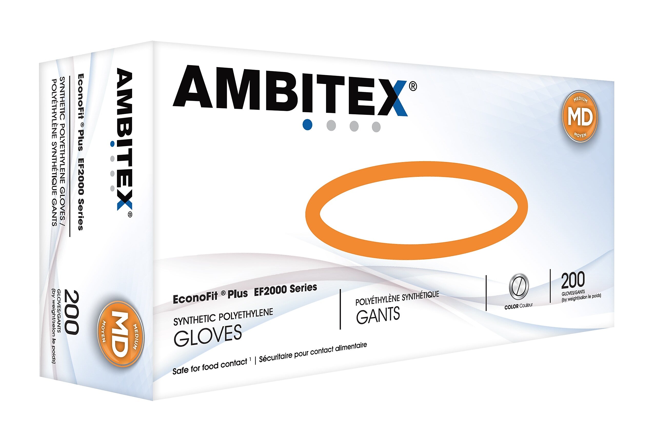 Ambitex EconoFit Plus Polyethylene Gloves, Medium, 200/Pack, 10 Packs/Carton (EFMD2000)